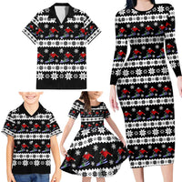 Skiing Snowflake Christmas Family Matching Long Sleeve Bodycon Dress and Hawaiian Shirt Xmas Holiday Patterns - Wonder Print Shop