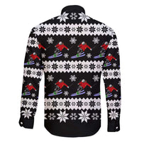 Skiing Snowflake Christmas Family Matching Long Sleeve Bodycon Dress and Hawaiian Shirt Xmas Holiday Patterns - Wonder Print Shop