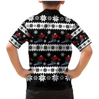 Skiing Snowflake Christmas Family Matching Mermaid Dress and Hawaiian Shirt Xmas Holiday Patterns - Wonder Print Shop