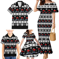 Skiing Snowflake Christmas Family Matching Mermaid Dress and Hawaiian Shirt Xmas Holiday Patterns - Wonder Print Shop