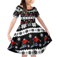 Skiing Snowflake Christmas Family Matching Off Shoulder Short Dress and Hawaiian Shirt Xmas Holiday Patterns - Wonder Print Shop