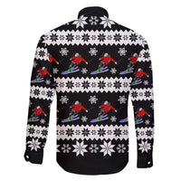 Skiing Snowflake Christmas Family Matching Short Sleeve Bodycon Dress and Hawaiian Shirt Xmas Holiday Patterns - Wonder Print Shop