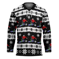 Skiing Snowflake Christmas Hockey Jersey Xmas Holiday Patterns - Wonder Print Shop