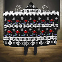 Skiing Snowflake Christmas Hooded Blanket Xmas Holiday Patterns - Wonder Print Shop