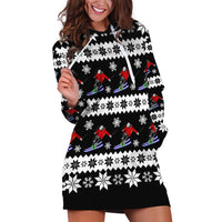 Skiing Snowflake Christmas Hoodie Dress Xmas Holiday Patterns - Wonder Print Shop