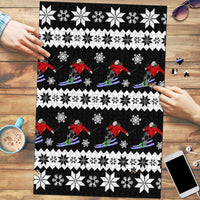 Skiing Snowflake Christmas Puzzle Xmas Holiday Patterns - Wonder Print Shop