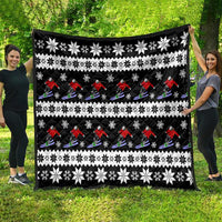 Skiing Snowflake Christmas Quilt Xmas Holiday Patterns - Wonder Print Shop