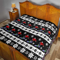 Skiing Snowflake Christmas Quilt Xmas Holiday Patterns - Wonder Print Shop
