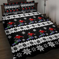 Skiing Snowflake Christmas Quilt Bed Set Xmas Holiday Patterns - Wonder Print Shop