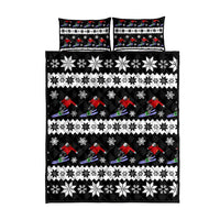 Skiing Snowflake Christmas Quilt Bed Set Xmas Holiday Patterns - Wonder Print Shop