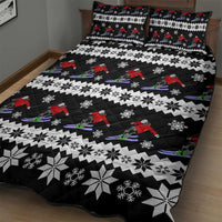 Skiing Snowflake Christmas Quilt Bed Set Xmas Holiday Patterns - Wonder Print Shop