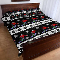 Skiing Snowflake Christmas Quilt Bed Set Xmas Holiday Patterns - Wonder Print Shop