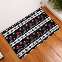 Skiing Snowflake Christmas Rubber Doormat Xmas Holiday Patterns - Wonder Print Shop