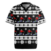 Skiing Snowflake Christmas Rugby Jersey Xmas Holiday Patterns - Wonder Print Shop