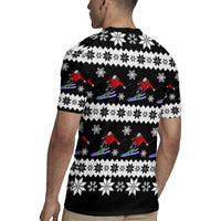 Skiing Snowflake Christmas Rugby Jersey Xmas Holiday Patterns - Wonder Print Shop