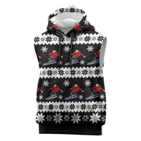 Skiing Snowflake Christmas Sleeveless Hoodie Xmas Holiday Patterns - Wonder Print Shop