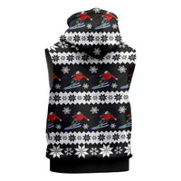 Skiing Snowflake Christmas Sleeveless Hoodie Xmas Holiday Patterns - Wonder Print Shop
