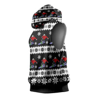 Skiing Snowflake Christmas Sleeveless Hoodie Xmas Holiday Patterns - Wonder Print Shop