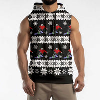 Skiing Snowflake Christmas Sleeveless Hoodie Xmas Holiday Patterns - Wonder Print Shop