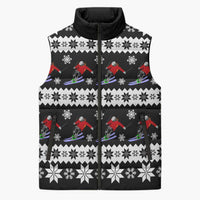 Skiing Snowflake Christmas Sleeveless Puffer Jacket Xmas Holiday Patterns - Wonder Print Shop