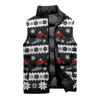 Skiing Snowflake Christmas Sleeveless Puffer Jacket Xmas Holiday Patterns - Wonder Print Shop