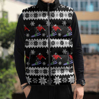 Skiing Snowflake Christmas Sleeveless Puffer Jacket Xmas Holiday Patterns - Wonder Print Shop