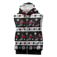 Skiing Snowflake Christmas Sleeveless Zip Hoodie Xmas Holiday Patterns - Wonder Print Shop