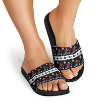 Skiing Snowflake Christmas Slide Sandals Xmas Holiday Patterns - Wonder Print Shop