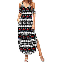 Skiing Snowflake Christmas Summer Maxi Dress Xmas Holiday Patterns - Wonder Print Shop