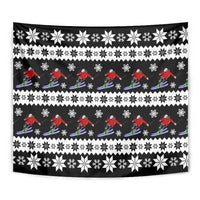 Skiing Snowflake Christmas Tapestry Xmas Holiday Patterns - Wonder Print Shop