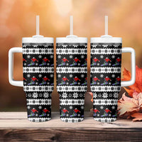 Skiing Snowflake Christmas Tumbler With Handle Xmas Holiday Patterns - Wonder Print Shop