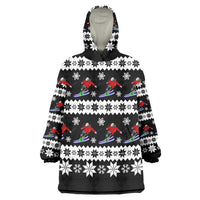 Skiing Snowflake Christmas Wearable Blanket Hoodie Xmas Holiday Patterns - Wonder Print Shop