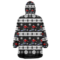 Skiing Snowflake Christmas Wearable Blanket Hoodie Xmas Holiday Patterns - Wonder Print Shop