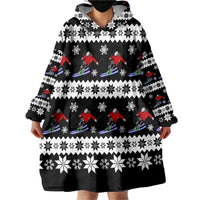 Skiing Snowflake Christmas Wearable Blanket Hoodie Xmas Holiday Patterns - Wonder Print Shop