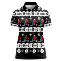 Skiing Snowflake Christmas Women Polo Shirt Xmas Holiday Patterns - Wonder Print Shop