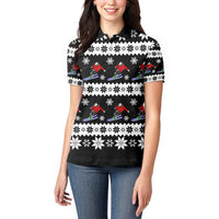 Skiing Snowflake Christmas Women Polo Shirt Xmas Holiday Patterns - Wonder Print Shop