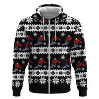Skiing Snowflake Christmas Zip Hoodie Xmas Holiday Patterns - Wonder Print Shop