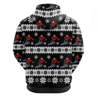 Skiing Snowflake Christmas Zip Hoodie Xmas Holiday Patterns - Wonder Print Shop