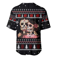 Skull Couple Christmas Baseball Jersey Xmas Holiday Patterns - Wonder Print Shop