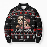 Skull Couple Christmas Bomber Puffer Jacket Xmas Holiday Patterns - Wonder Print Shop