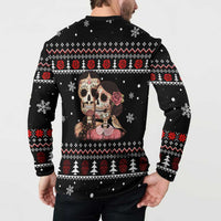 Skull Couple Christmas Button Sweatshirt Xmas Holiday Patterns - Wonder Print Shop