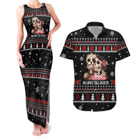 Skull Couple Christmas Couples Matching Tank Maxi Dress and Hawaiian Shirt Xmas Holiday Patterns - Wonder Print Shop