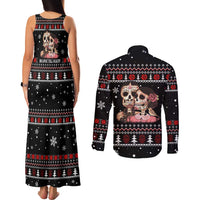 Skull Couple Christmas Couples Matching Tank Maxi Dress and Long Sleeve Button Shirt Xmas Holiday Patterns - Wonder Print Shop