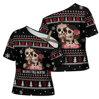 Skull Couple Christmas Cross Shoulder Shirt Xmas Holiday Patterns - Wonder Print Shop