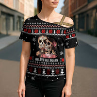 Skull Couple Christmas Cross Shoulder Shirt Xmas Holiday Patterns - Wonder Print Shop