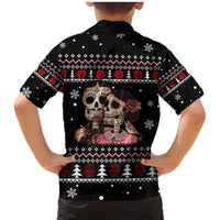 Skull Couple Christmas Family Matching Mermaid Dress and Hawaiian Shirt Xmas Holiday Patterns - Wonder Print Shop