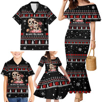 Skull Couple Christmas Family Matching Mermaid Dress and Hawaiian Shirt Xmas Holiday Patterns - Wonder Print Shop