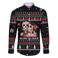 Skull Couple Christmas Family Matching Off The Shoulder Long Sleeve Dress and Hawaiian Shirt Xmas Holiday Patterns - Wonder Print Shop