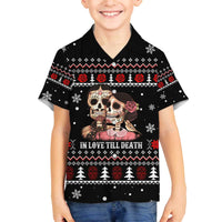 Skull Couple Christmas Family Matching Off The Shoulder Long Sleeve Dress and Hawaiian Shirt Xmas Holiday Patterns - Wonder Print Shop