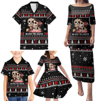 Skull Couple Christmas Family Matching Puletasi and Hawaiian Shirt Xmas Holiday Patterns - Wonder Print Shop